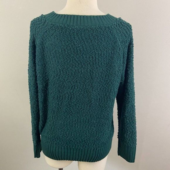 NWT LOVE BY DESIGN Green Dark Sea V Neck Teddy Swe - Picture 5 of 7